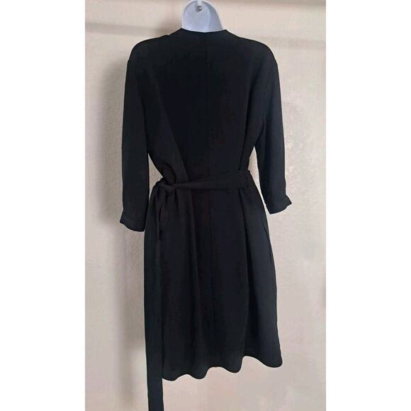 EVERLANE 4 Dress Japanese GoWeave Ribbed Black Wrap 3/4 Sleeve Pocket Minimalist - Picture 7 of 9